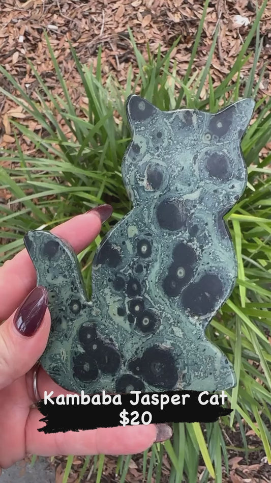 Kambaba Jasper Cat Carving